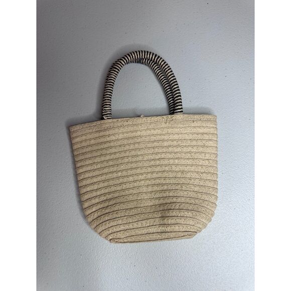 Mini Straw Tote Bag Boho Floral Embroidered Hook-and-Loop Kids Purse - Picture 2 of 5